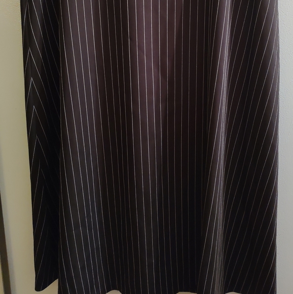 Ladies Full Length Dark Mahogany Brown with Off-White Pinstripes Skirt - Picture 2 of 5